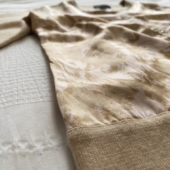 LORD & TAYLOR EXTRA FINE MERINO WOOL SILK BEIGE SOFT PINK KNIT CARDIGAN - XS - Picture 6 of 9